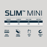 Slim Mini 250 Lumen Rechargeable Pocket Light